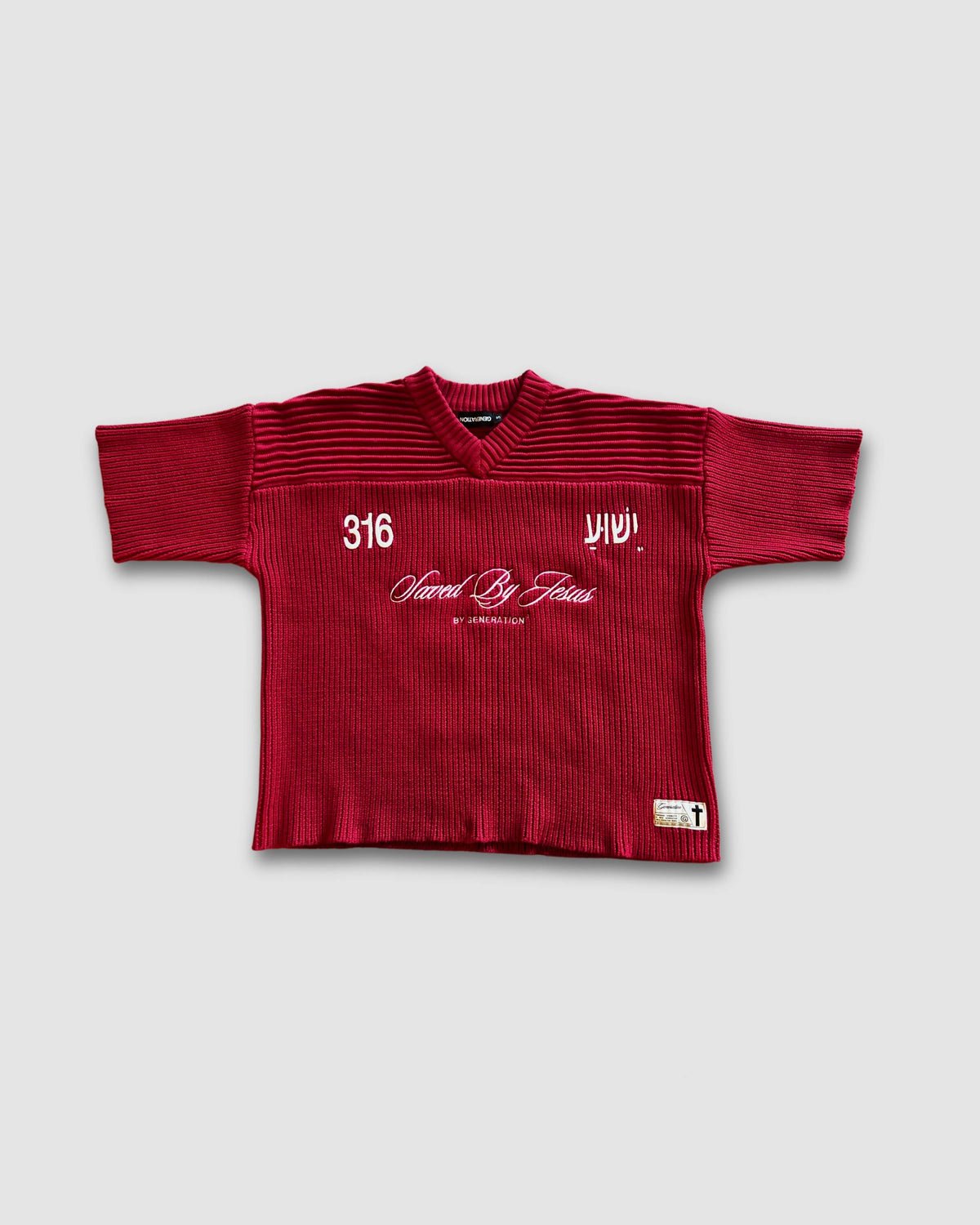"SAVED BY JESUS" - MAROON KNIT JERSEY