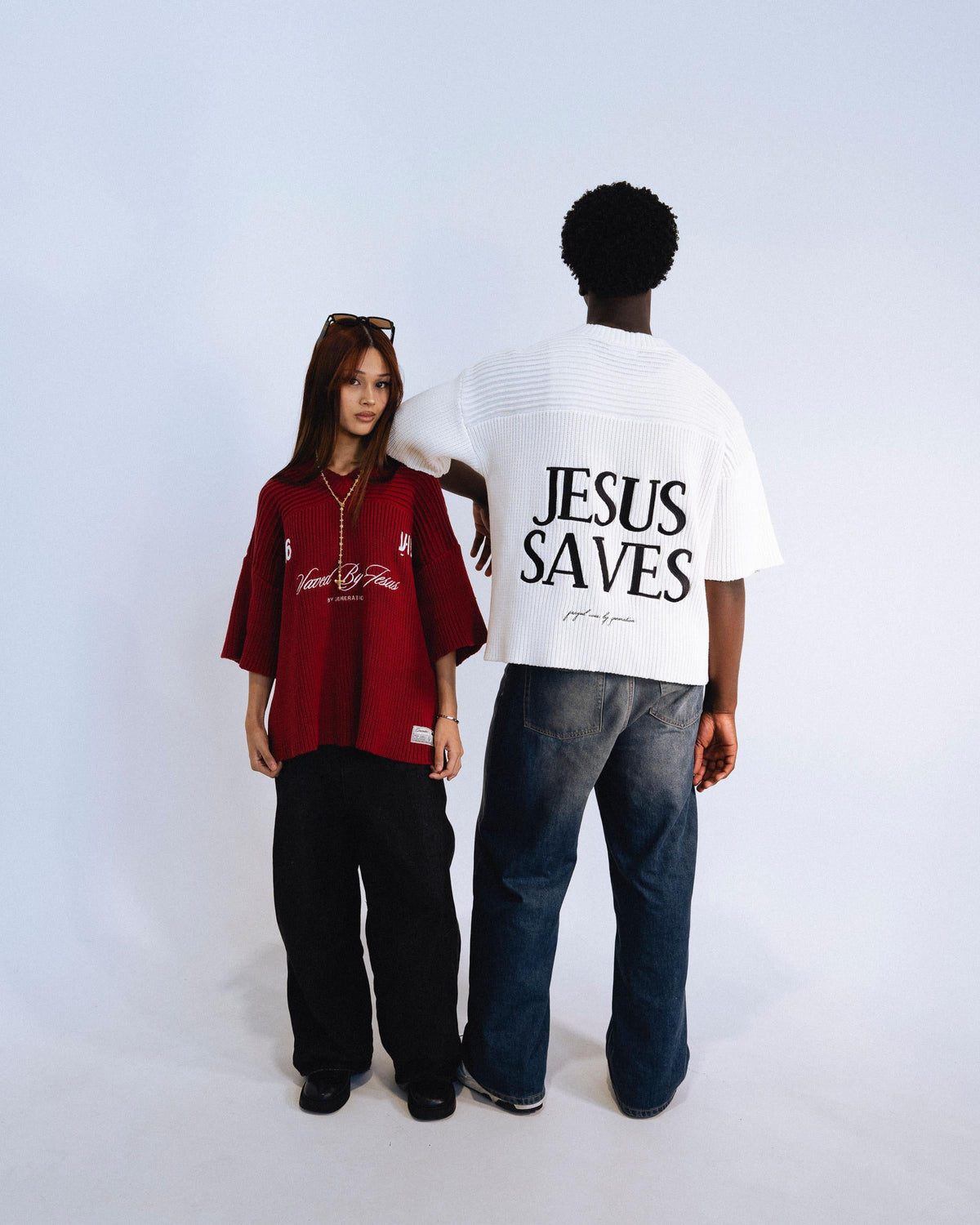 "SAVED BY JESUS" - MAROON KNIT JERSEY