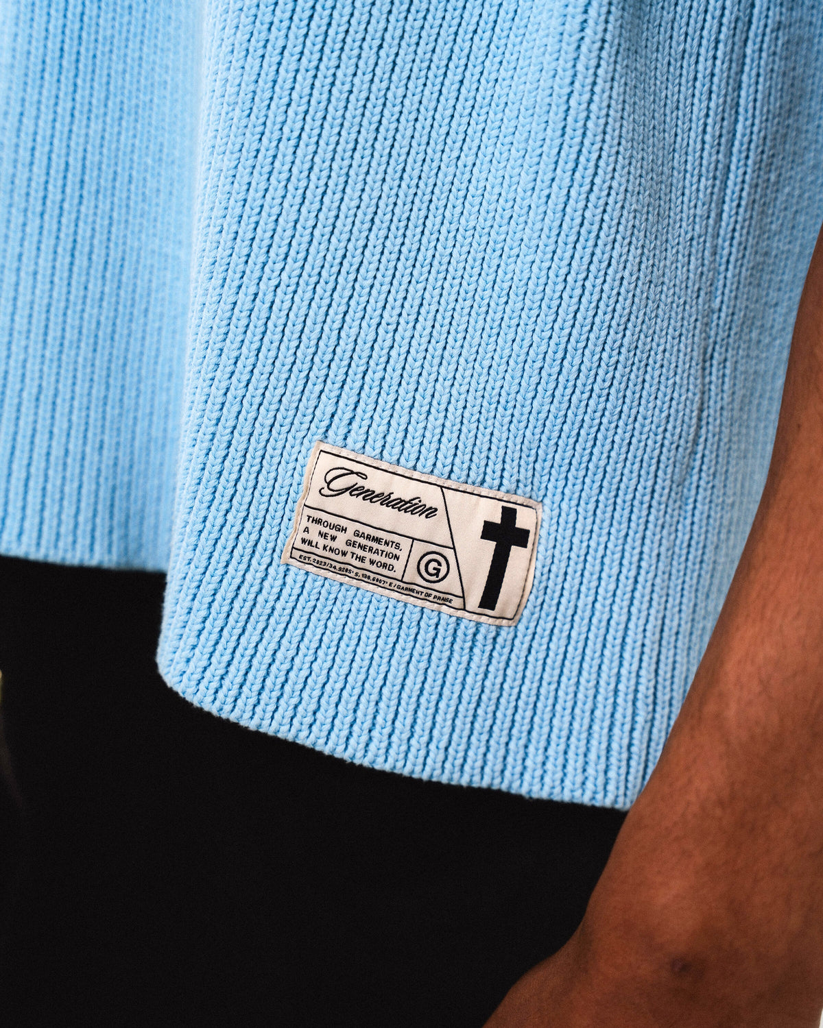 "SAVED BY JESUS" - SKY KNIT JERSEY